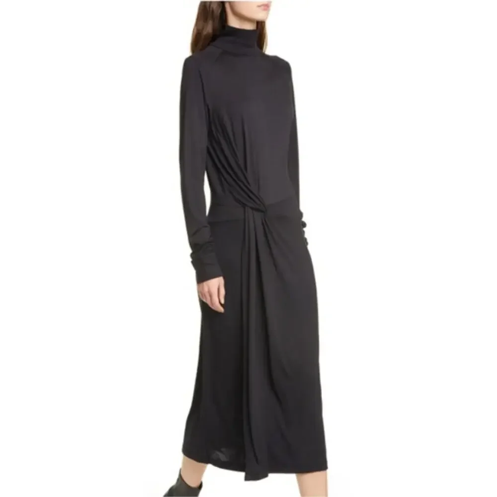 Rag & Bone NWT Black Draped Shaw Midi Dress- Size XXS - Picture 2 of 11